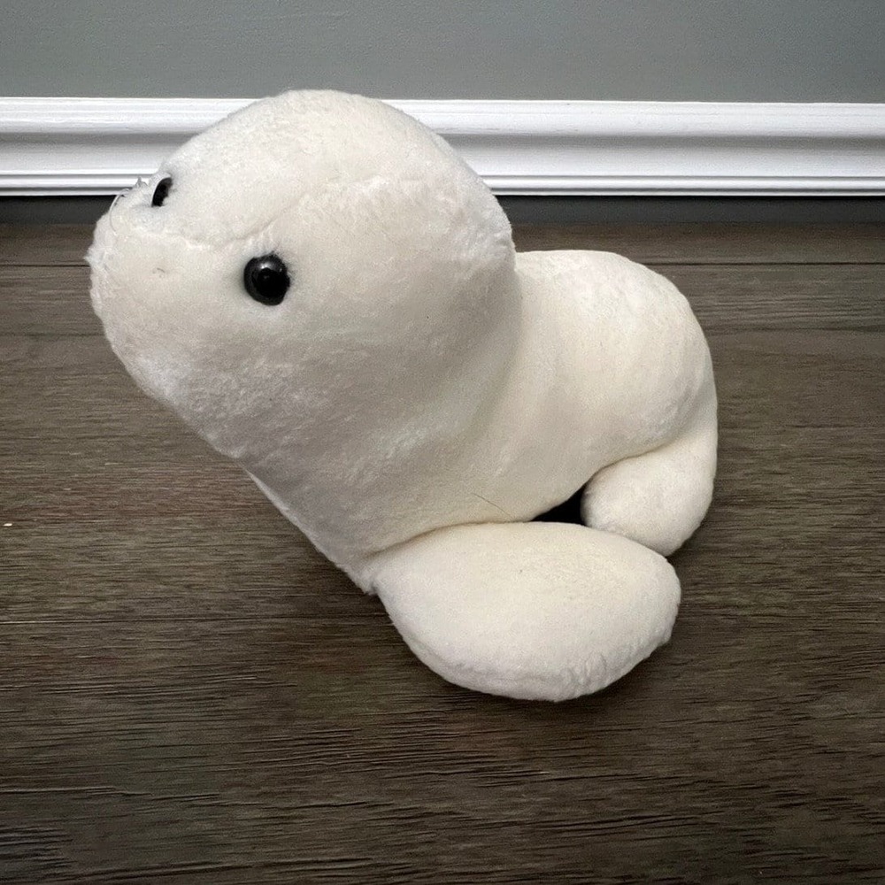 Vintage 1988 Sea World Baby Seal Plush Stuffed Toy Sea Lion White Retro 8 inch